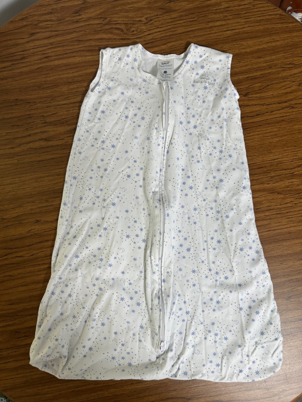 Baby Sleep Sack with Light Blue Star Print